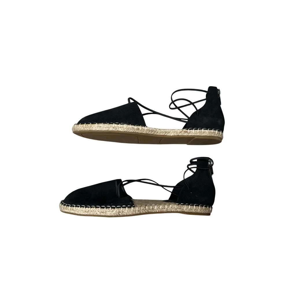 Eileen Fisher Womens Black Suede Lace Up Espadrille Flats Size‎ 8